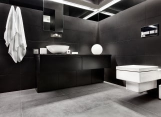 Modern minimalism style bathroom interior in black