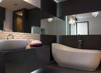 Elegant fixture in luxurious beathroom