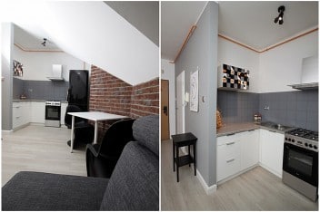 Salon z aneksem kuchennym i jadalnią