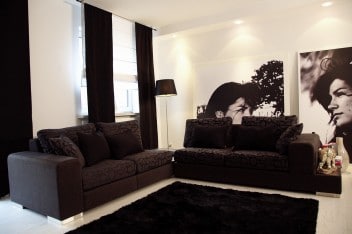 Salon w bieli i czerni