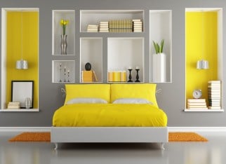 Yellow and gray modern bedroom