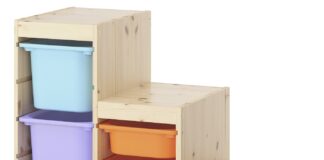 Regał TROFAST z kolorowymi pojemnikami
