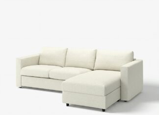 Sofa VIMLE 3-osobowa z szezlongiem w beżowym pokryciu Gunnared